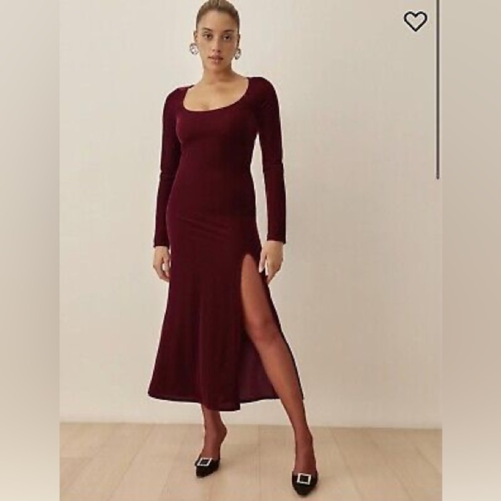 Reformation Finneas Red Velvet Dress